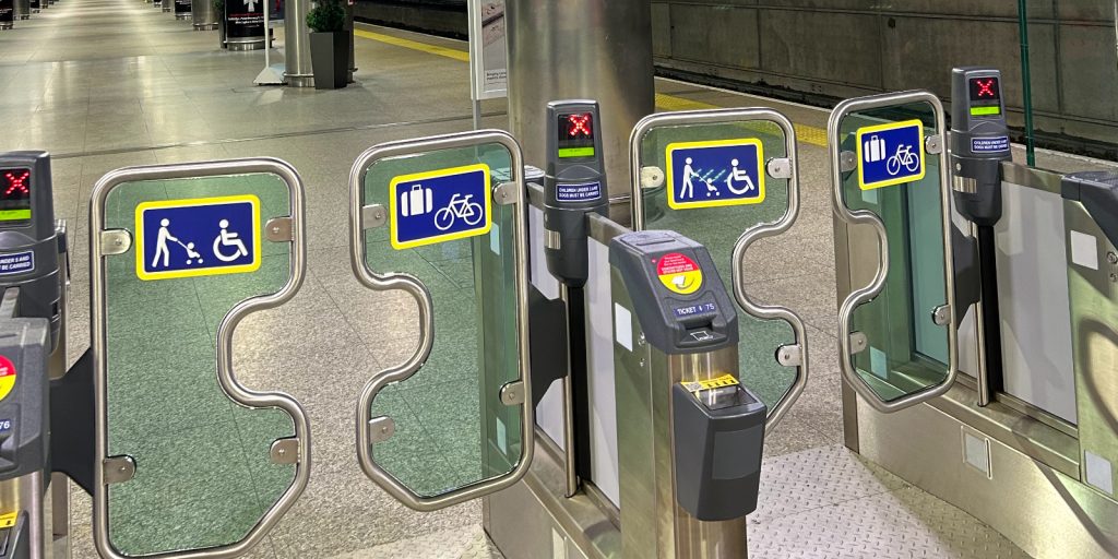 stansted airport train station gate lighting system