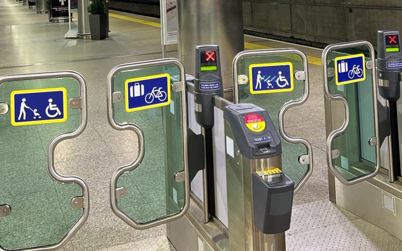 stansted airport train station gate lighting system