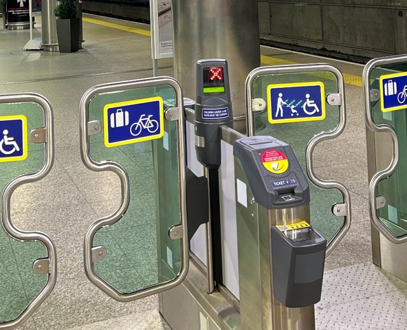 stansted airport train station gate lighting system